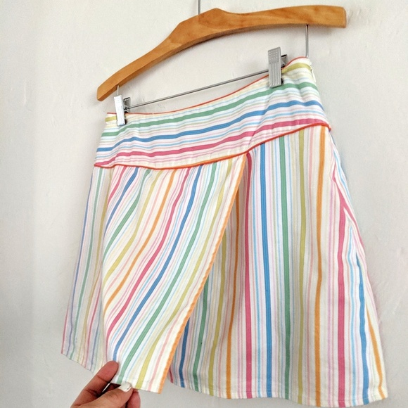 Vintage Striped Flap Mini Skirt /Skort 10 - Picture 3 of 5